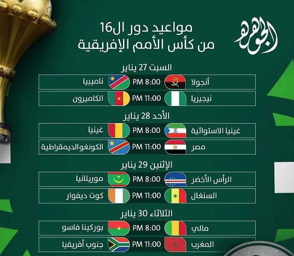 مواعيد أمم إفريقيا