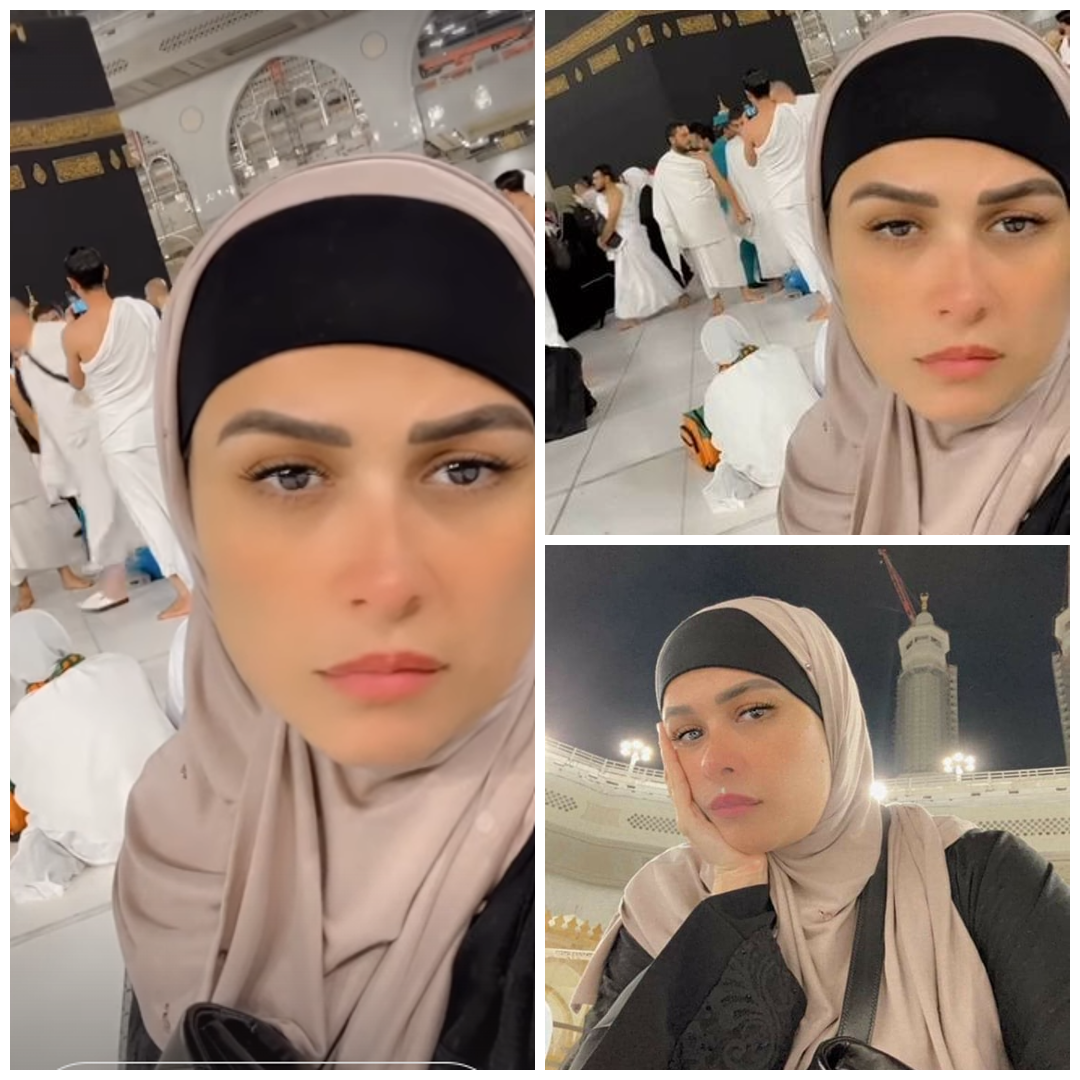 الفنانة ياسمين عبد العزيز أثناء تأدية العمرة