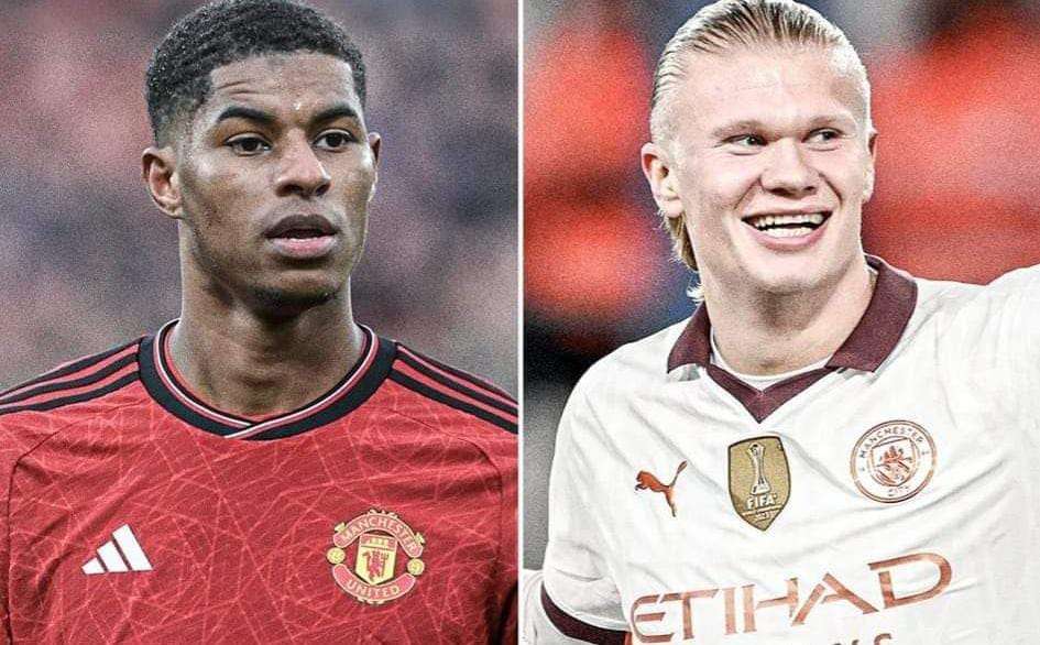 هالاند نجم مانشستر سيتي ضد راشفورد مهاجم مانشستر يونايتد